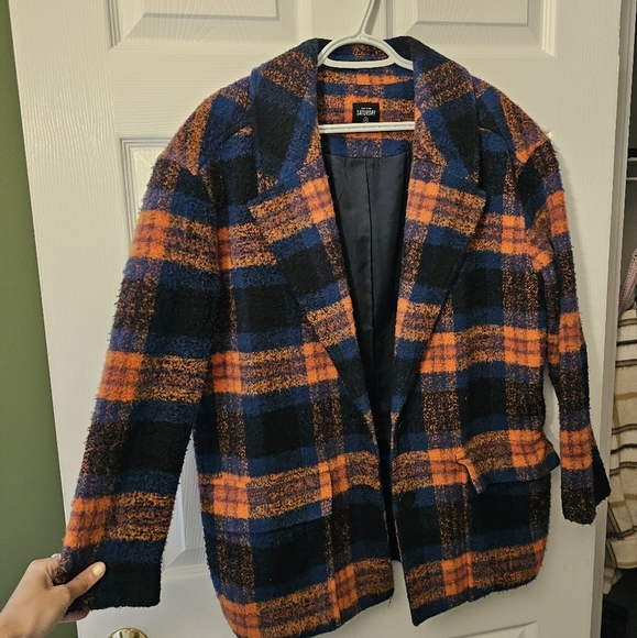 Kate Spade Saturday Flap Brushed Plaid Jacket - Picture 3 of 8